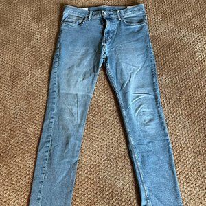 Mens 30x32 Slim Coupe Etroite H&M Jeans Light Wash Light Blue Stretch &Denim EUC